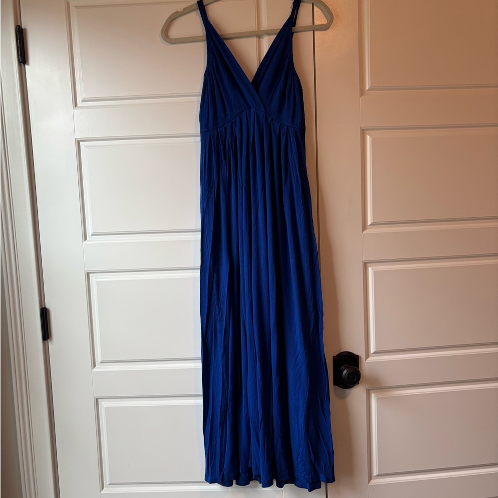 Royal Blue Spaghetti Strap Jumpsuit with V-Neckline